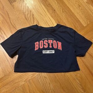 Navy Boston Crop Top